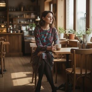 Talbots Teal Floral Dress Mid-length Sustainable Size 16